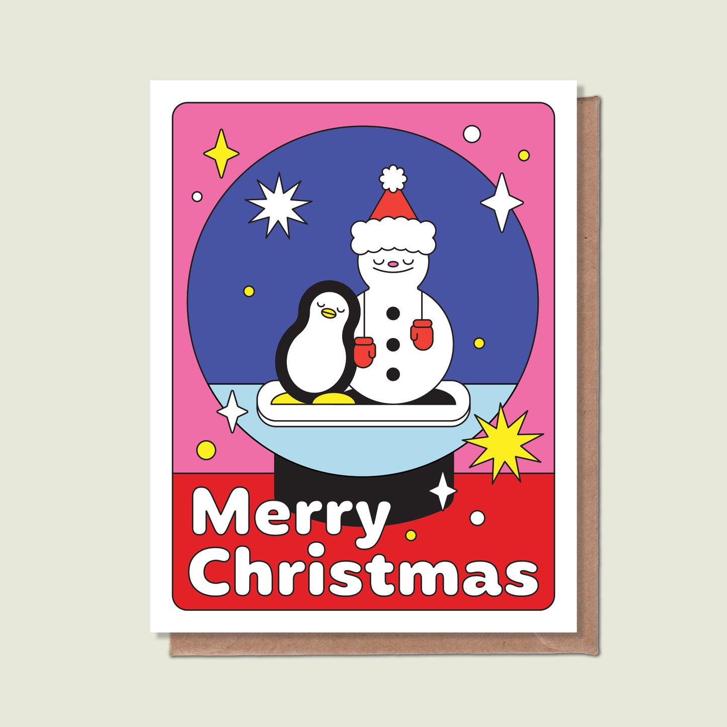 Merry Christmas Snow Globe Greeting Card