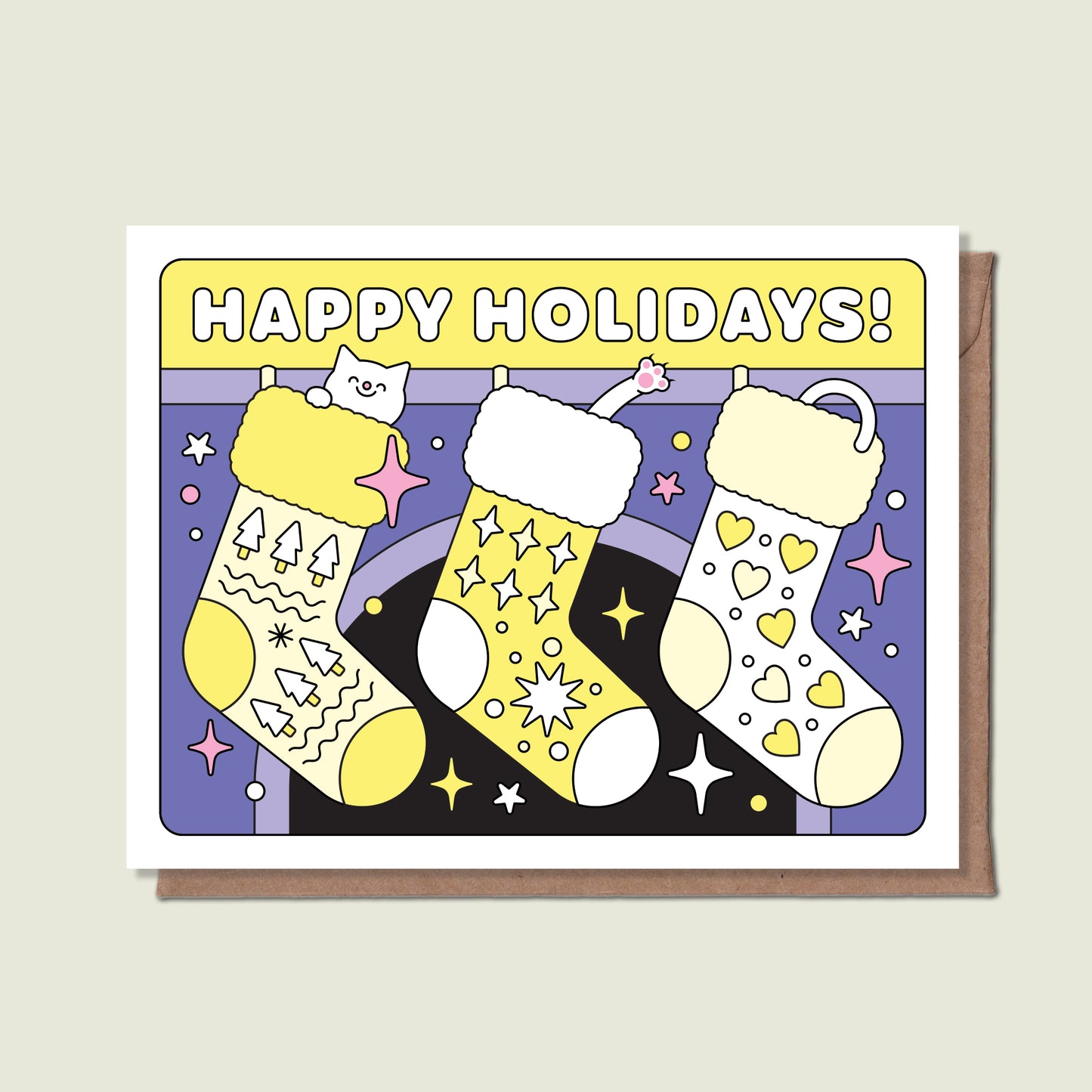 Happy Holidays Stocking Greeting Card