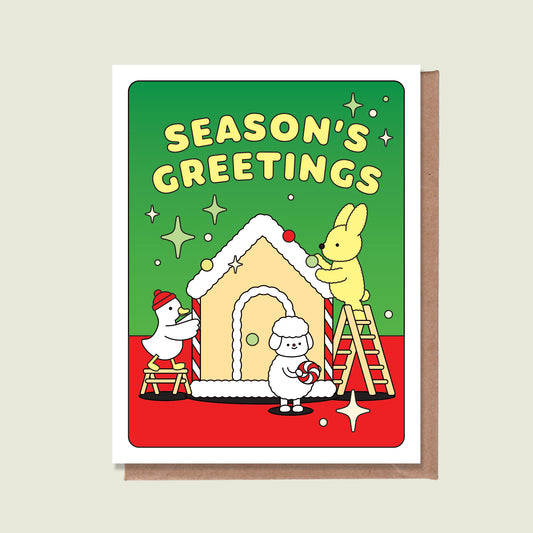 Season's Greetings Cookie House Greeting Card