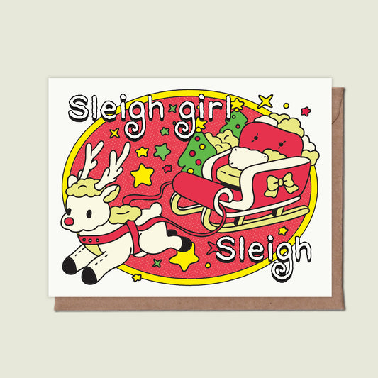 Sleigh Girl Sleigh Greeting Card